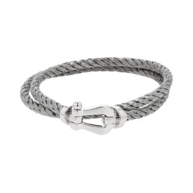 Fred Force 10 large model bracelet in white gold and stainless steel