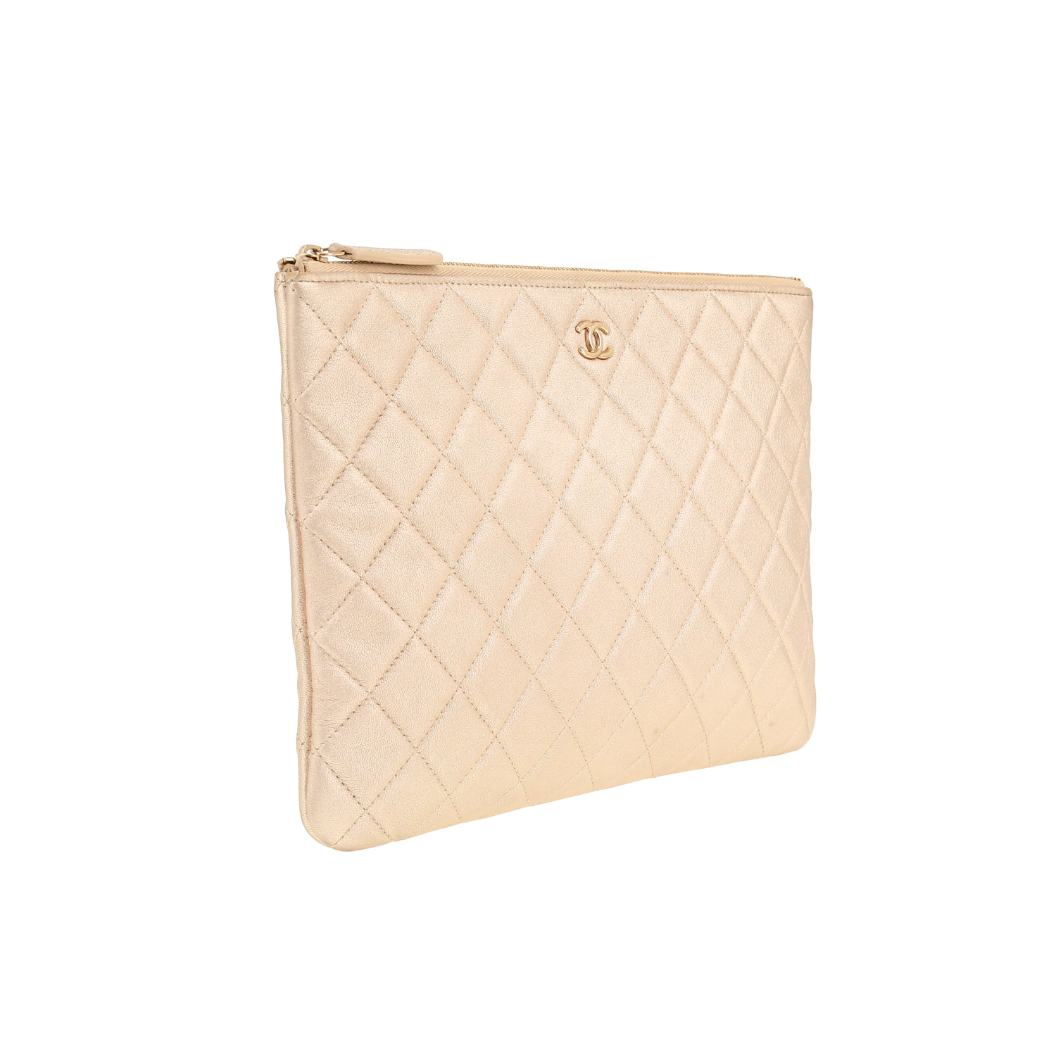 Pochette Chanel   in pelle trapuntata dorata - Detail D5