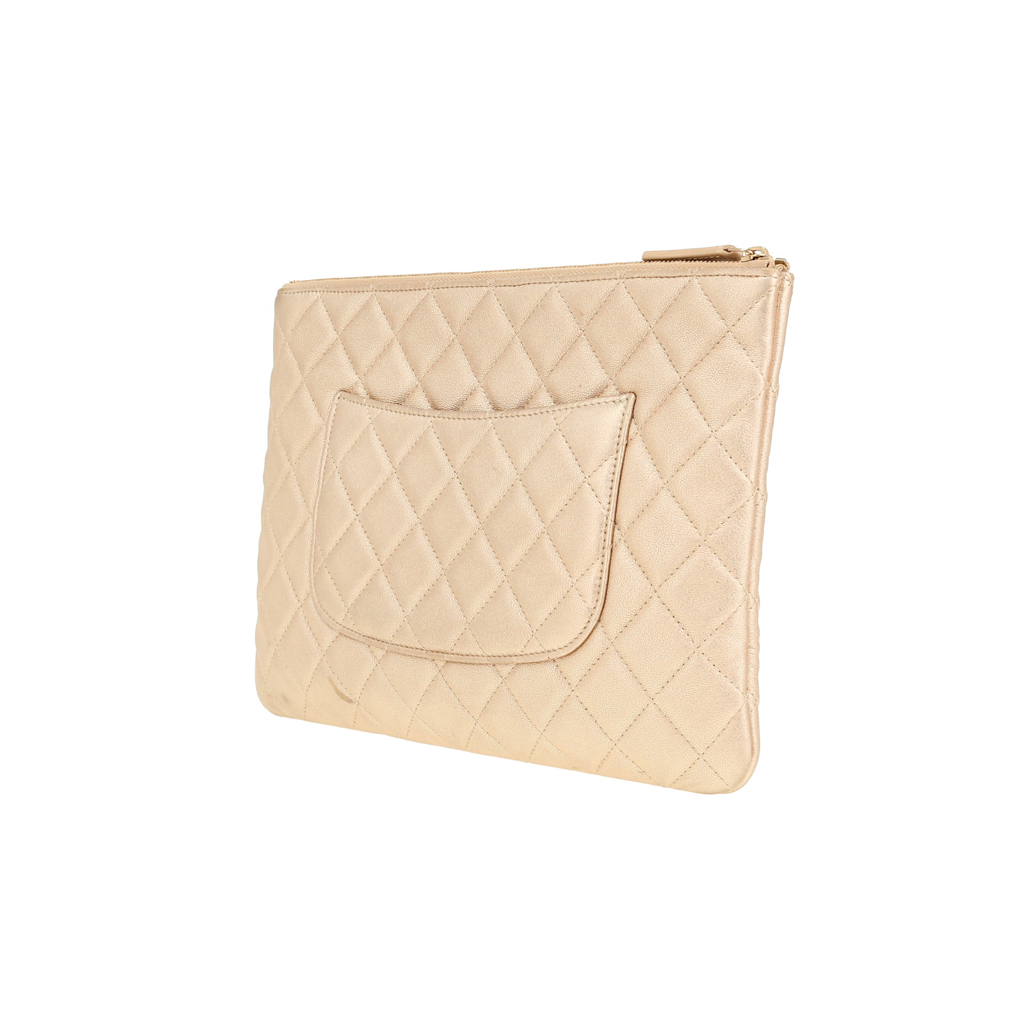 Pochette Chanel   in pelle trapuntata dorata - Detail D6