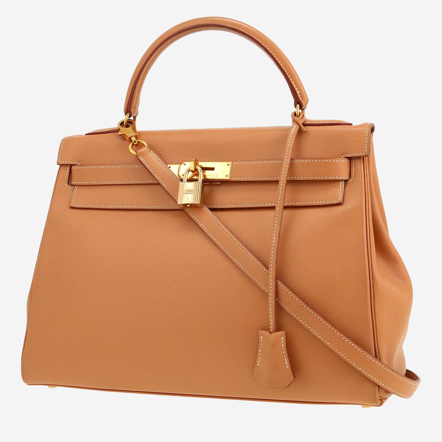Hermès  Kelly 32 cm handbag  in gold Courchevel leather