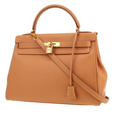 Borsa Hermès  Kelly 32 cm in pelle Courchevel gold