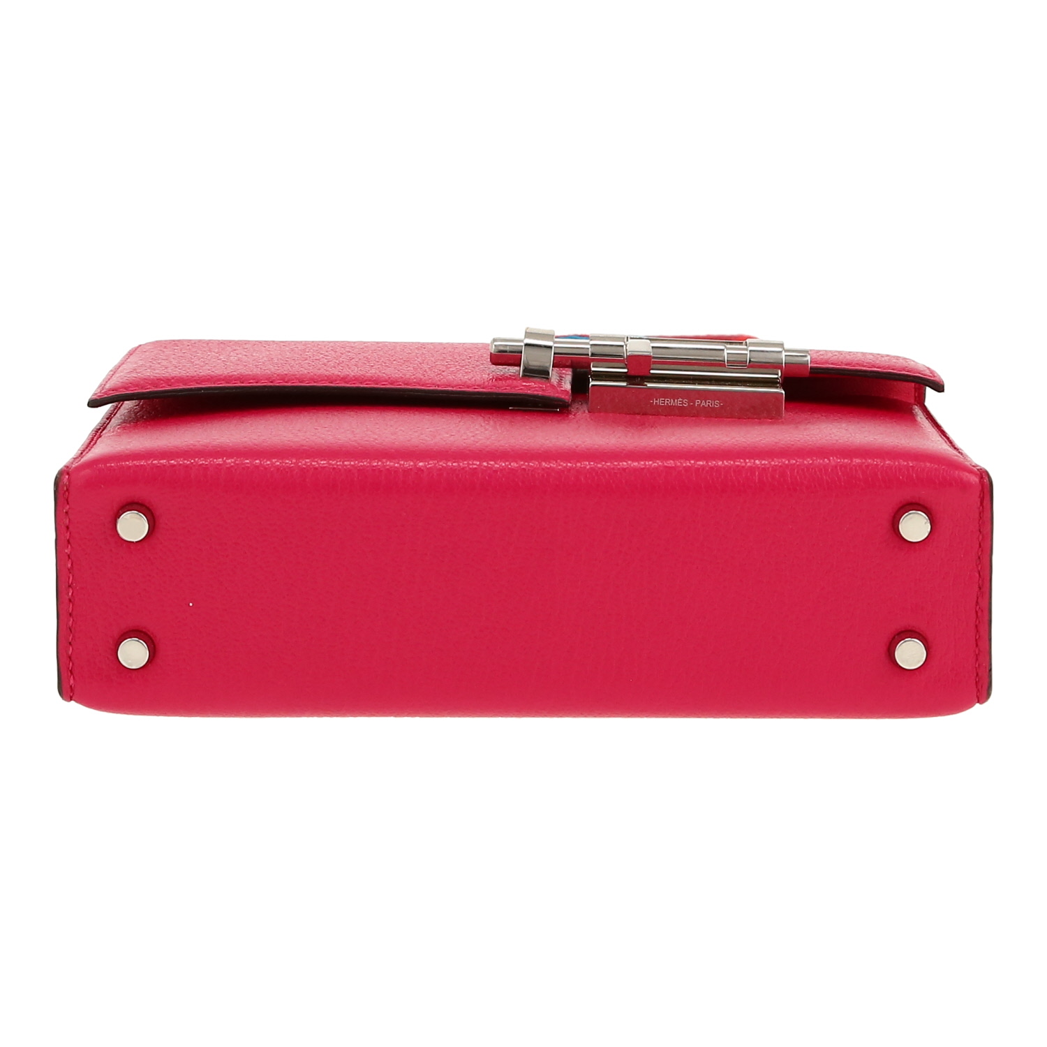 Bolso de mano Hermès  Verrou en cuero Mysore rosa - Detail D1