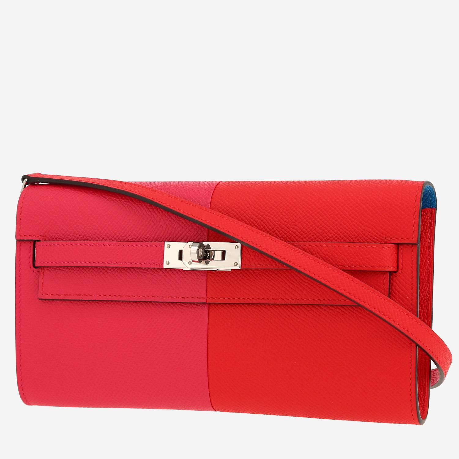 Borsa a tracolla Hermès  Kelly To Go Casaque in pelle Epsom Rose extrême e Rouge de Coeur