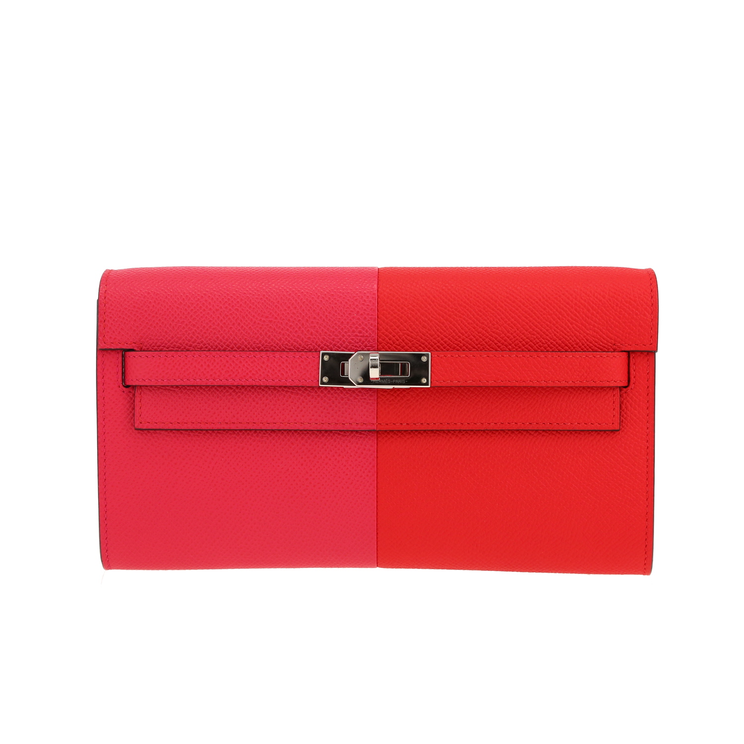 Sac bandoulière Hermès  Kelly To Go Casaque en cuir epsom Rose extrême et Rouge de Coeur - Detail D4