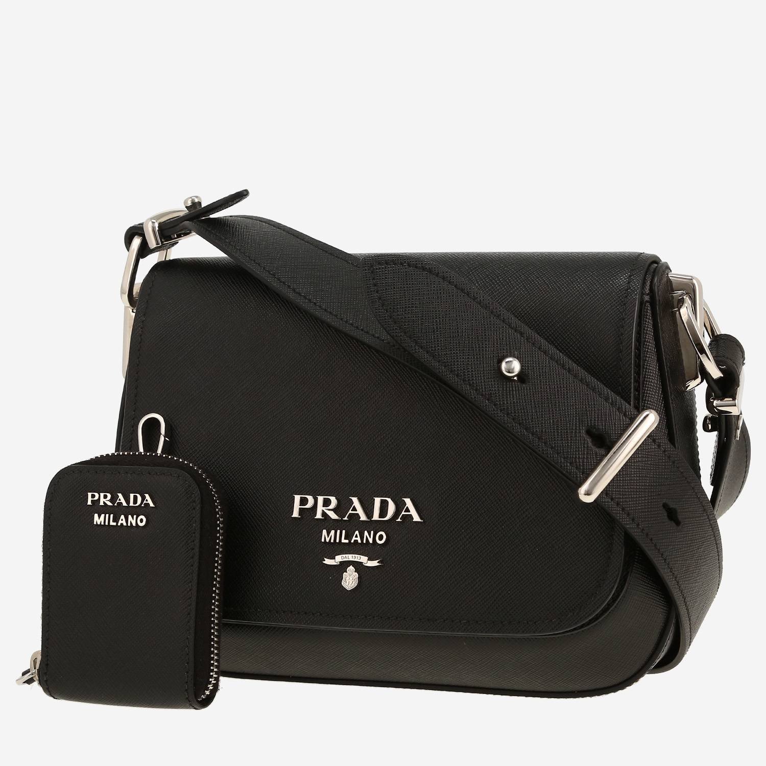 Bolso bandolera Prada   en cuero saffiano negro