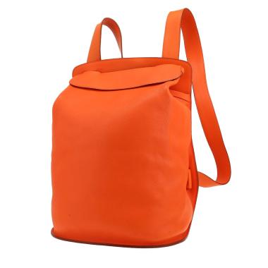 Mochila Hermès  Sherpa en cuero swift naranja