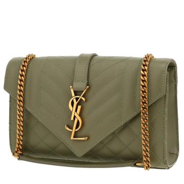 Sac bandoulière Saint Laurent  Envelope en cuir grainé vert