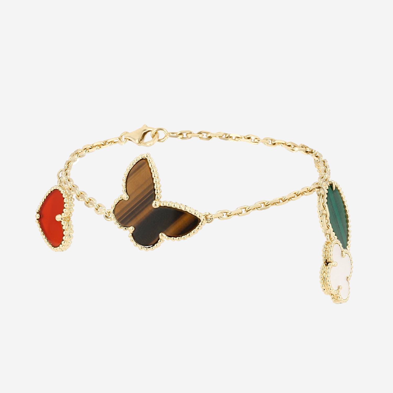Van Cleef & Arpels Lucky Alhambra bracelet in yellow gold, mother of pearl and colored stones
