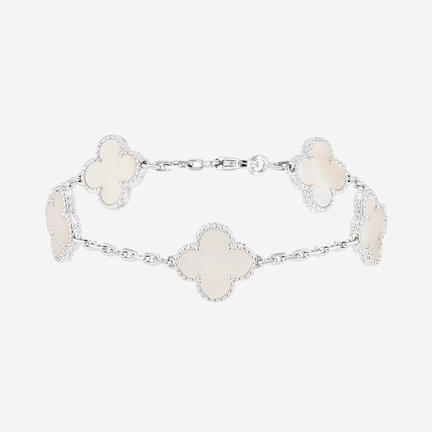 Bracciale Van Cleef & Arpels Vintage Alhambra in oro bianco e madreperla