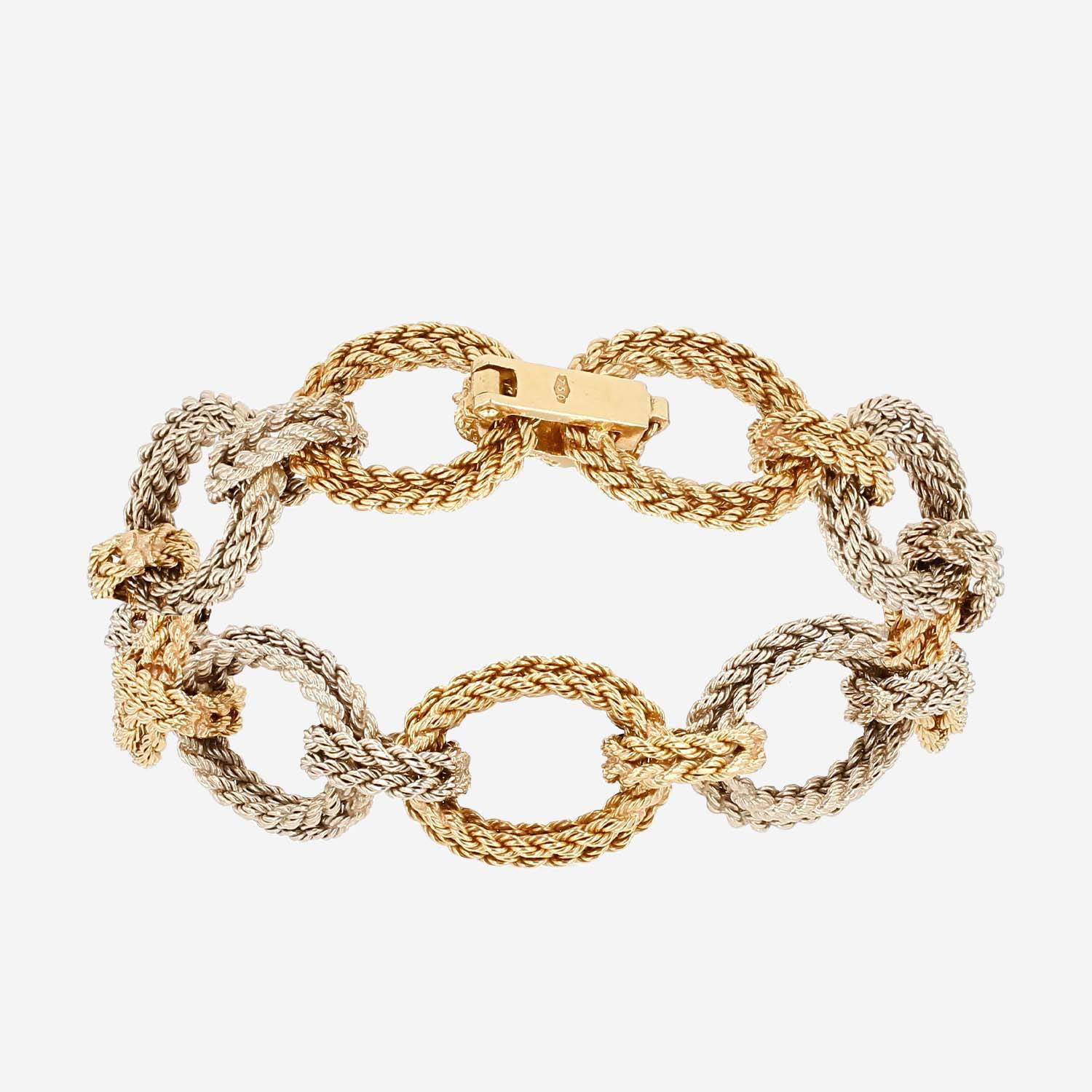 Vintage   1970's bracelet in yellow gold and white gold