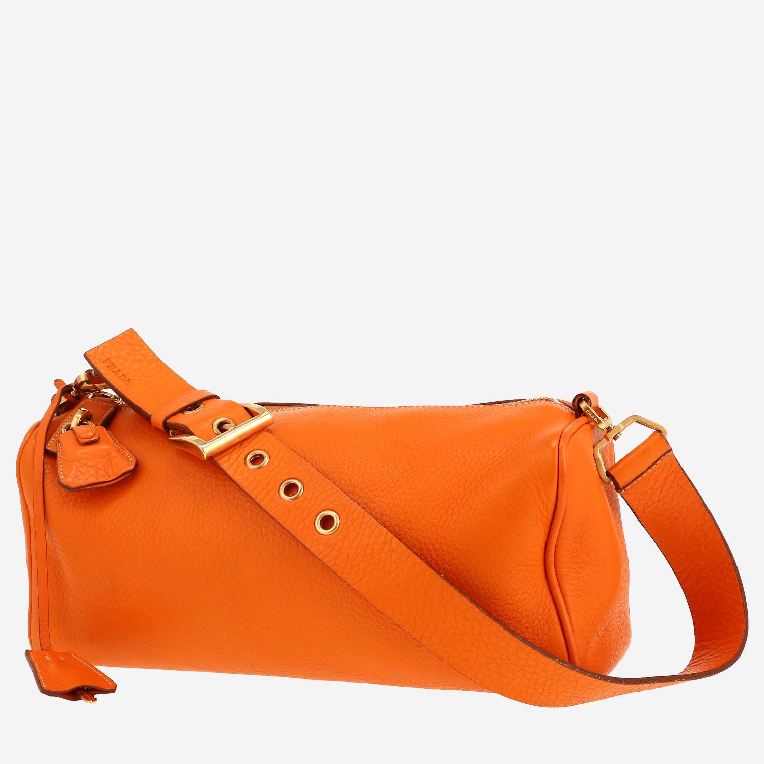 Prada   handbag  in orange grained leather