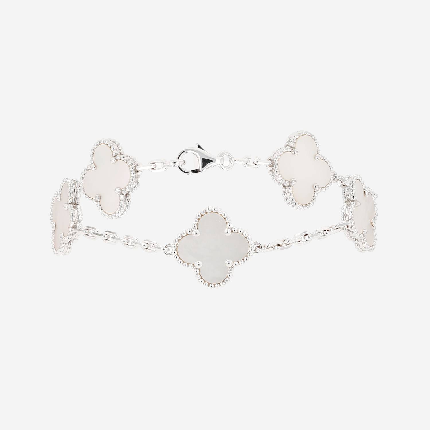 Van Cleef 
Arpels Vintage Alhambra bracelet in white gold and mother of pearl