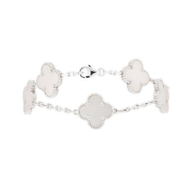 Van Cleef 
Arpels Vintage Alhambra bracelet in white gold and mother of pearl