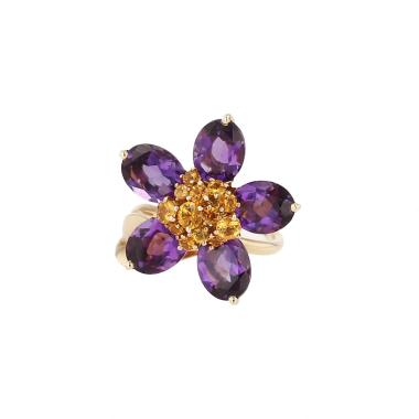 Van Cleef 
Arpels Hawaii ring in yellow gold, amethyst and citrine