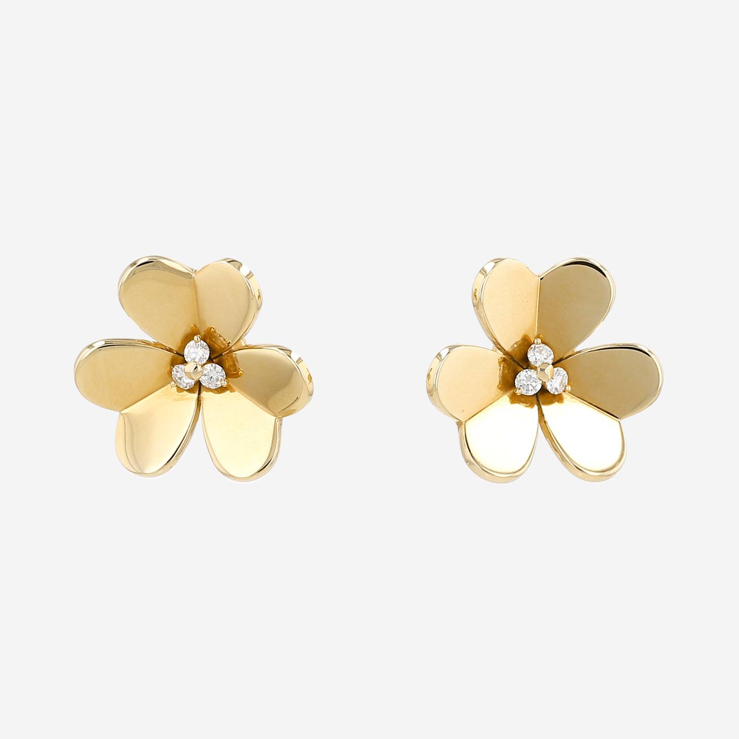 Van Cleef & Arpels Frivole large model earrings in yellow gold and diamonds