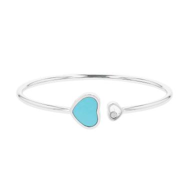 Bracelet Chopard Happy Hearts en or blanc, turquoise et diamant