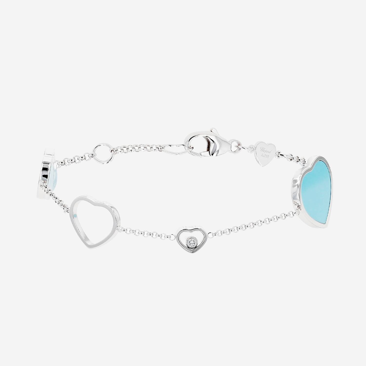 Chopard Happy Hearts bracelet in white gold, turquoise and diamond