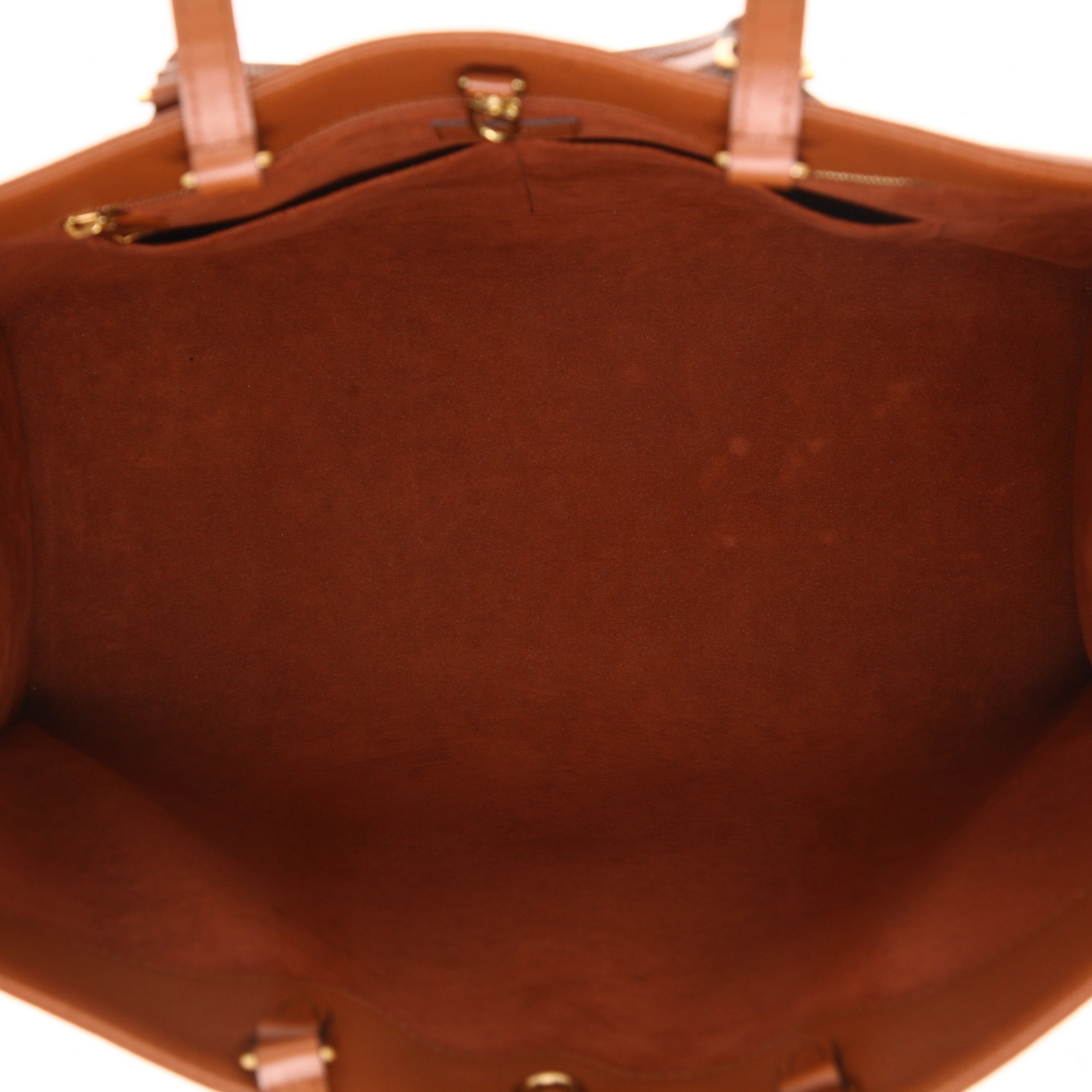 Sac cabas Louis Vuitton  Onthego grand modèle  en cuir monogram empreinte marron - Detail D3