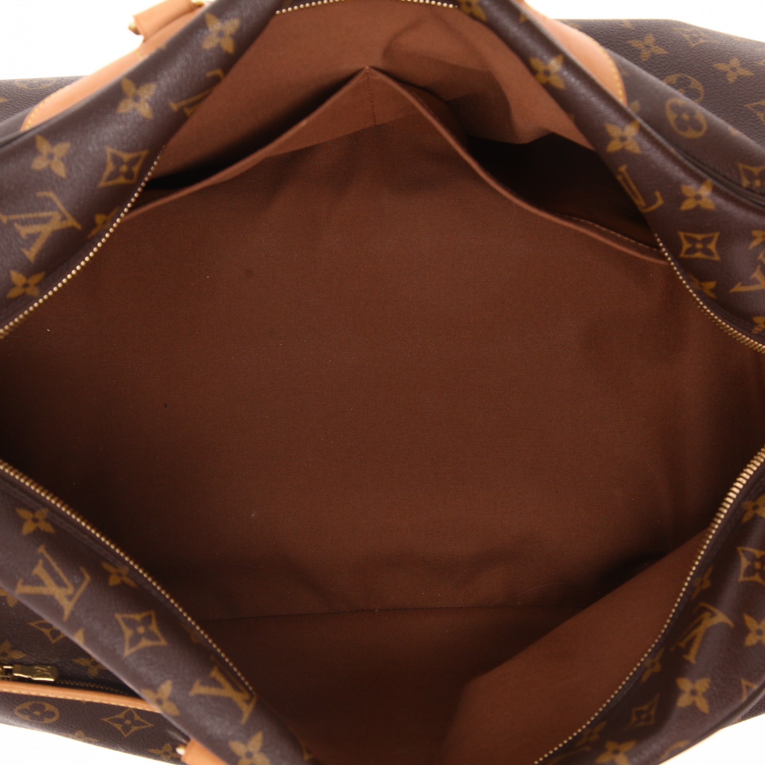 Borsa da viaggio Louis Vuitton  Eole in tela monogram cerata marrone e pelle naturale - Detail D3