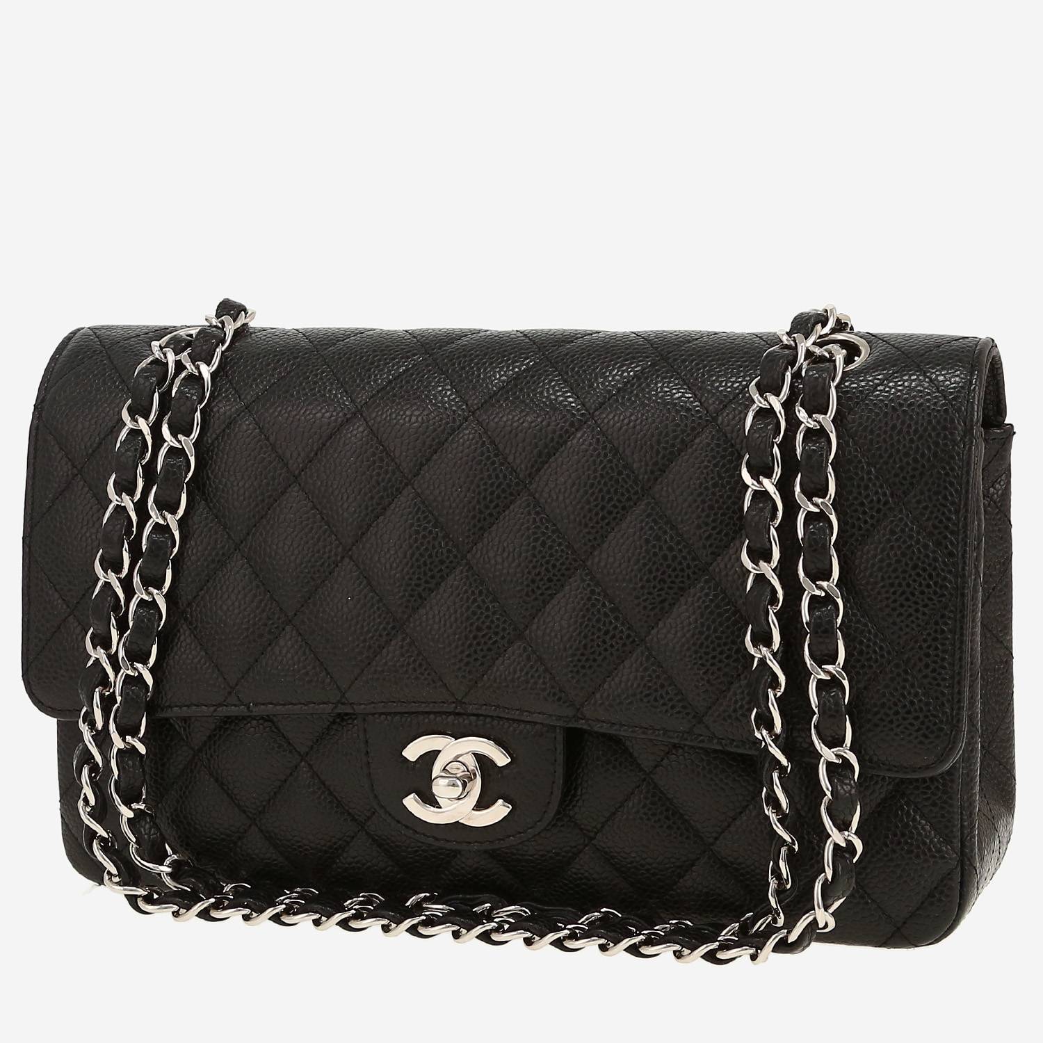 Chanel  Timeless Classic handbag  in black quilted grained leather