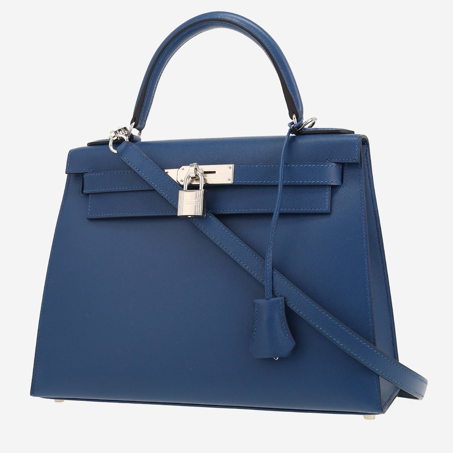 Hermès  Kelly 28 cm handbag  in Bleu Tie Veau Madame