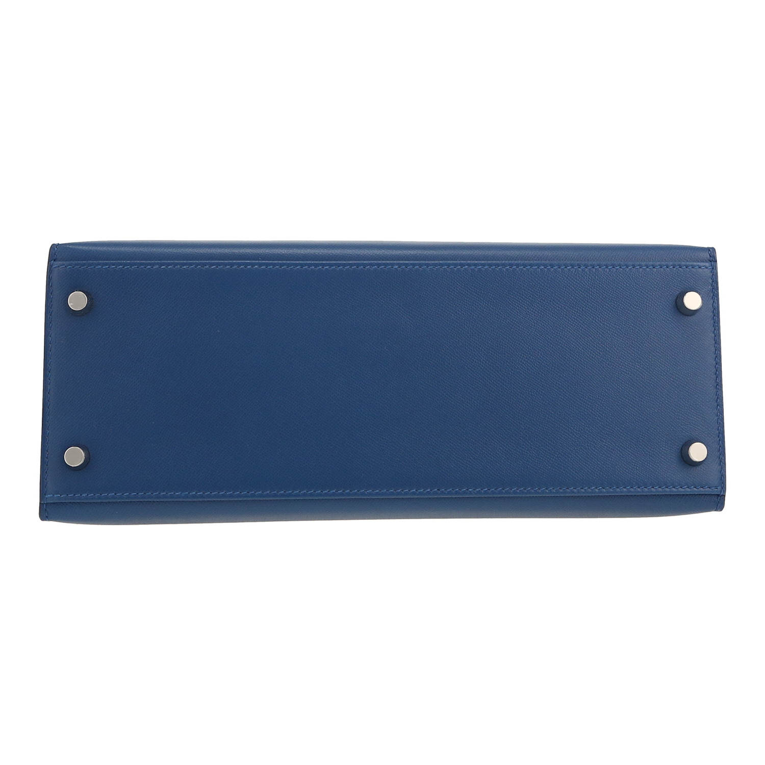 Borsa Hermès  Kelly 28 cm in Veau Madame Bleu Tie - Detail D1