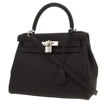 Bolso de mano Hermès  Kelly 28 cm en cuero togo negro