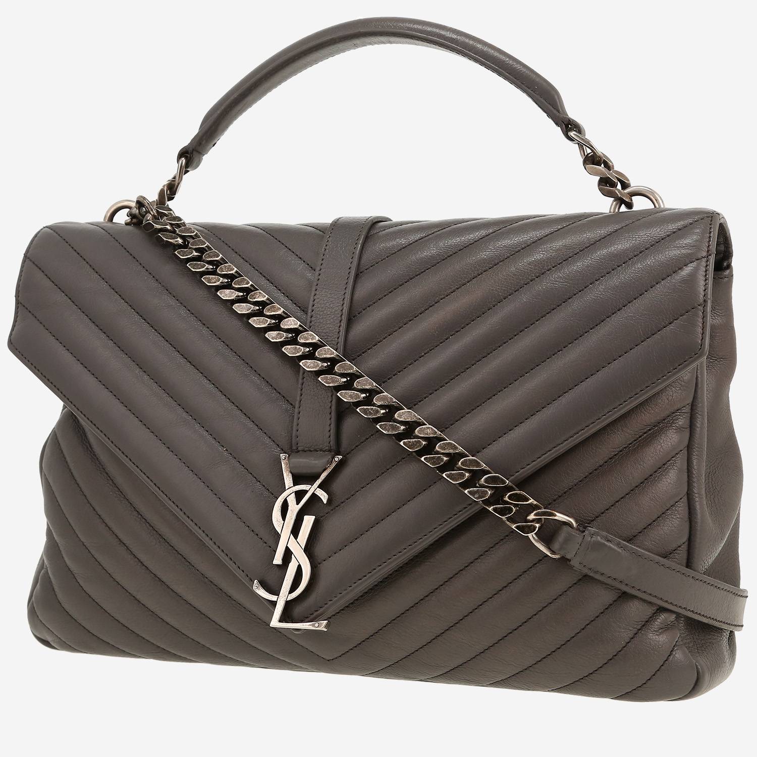 Saint Laurent  College handbag  in grey chevron quilted leather
