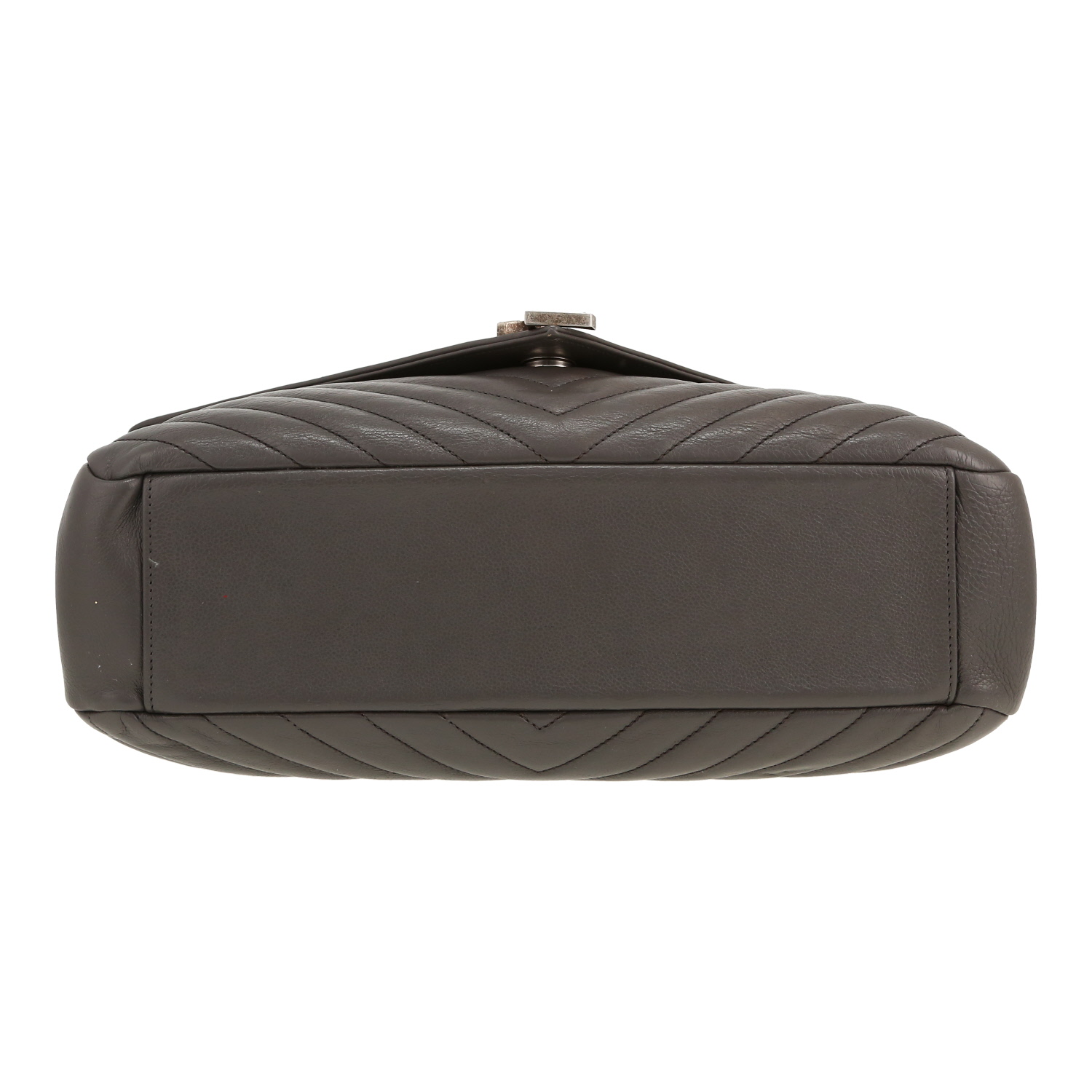 Saint Laurent  College handbag  in grey chevron quilted leather - Detail D1