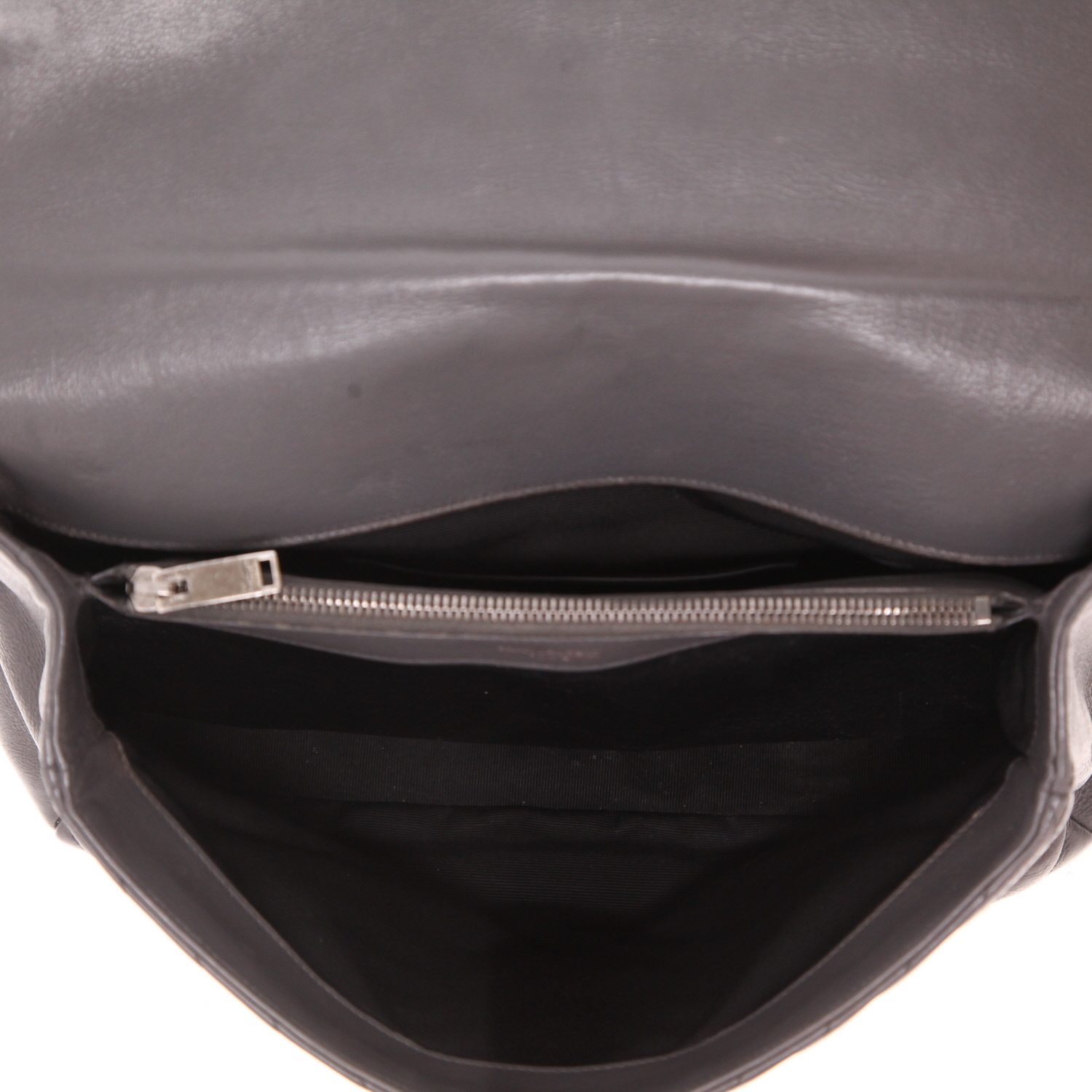 Saint Laurent  College handbag  in grey chevron quilted leather - Detail D3