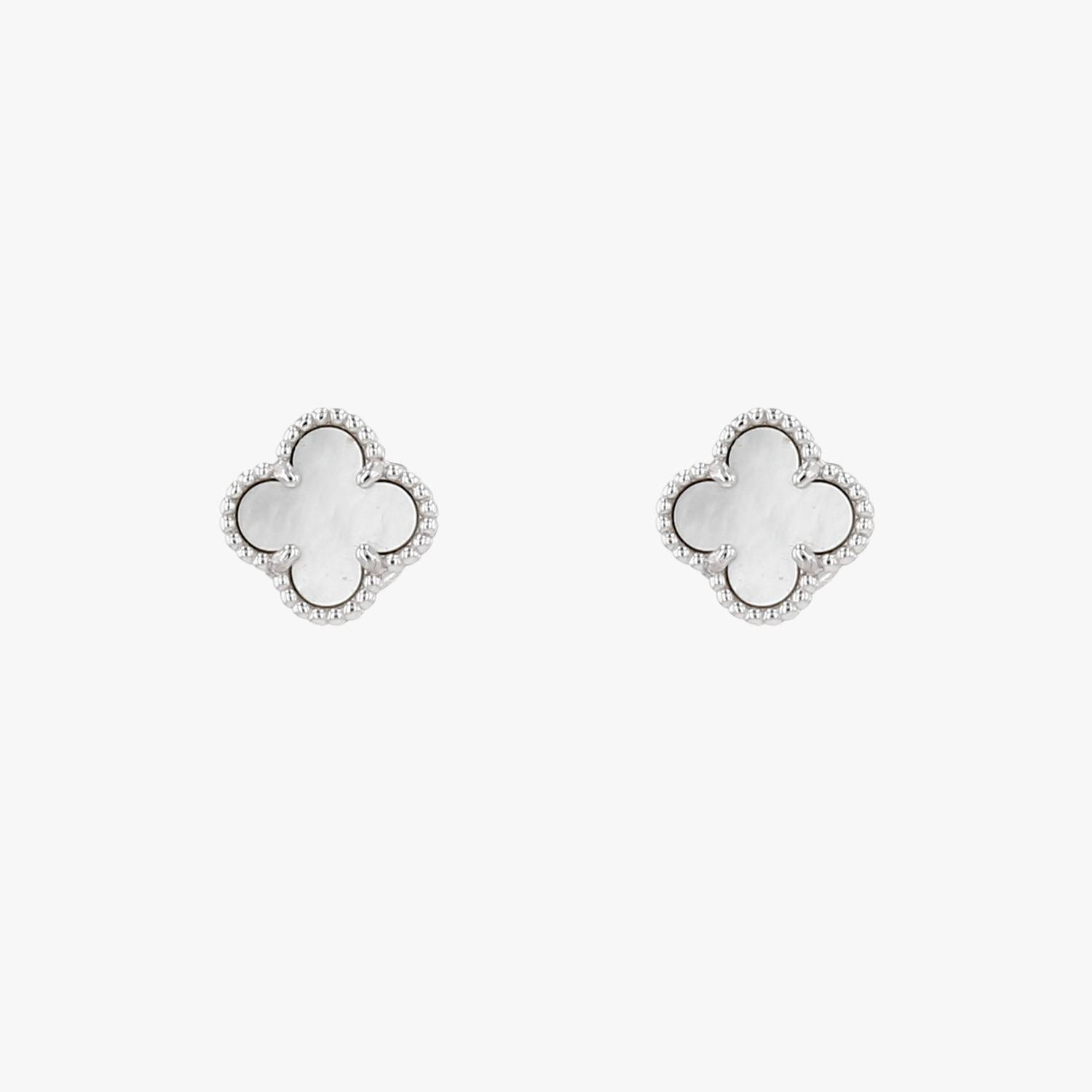 Van Cleef 
Arpels Sweet Alhambra small earrings in white gold and mother of pearl