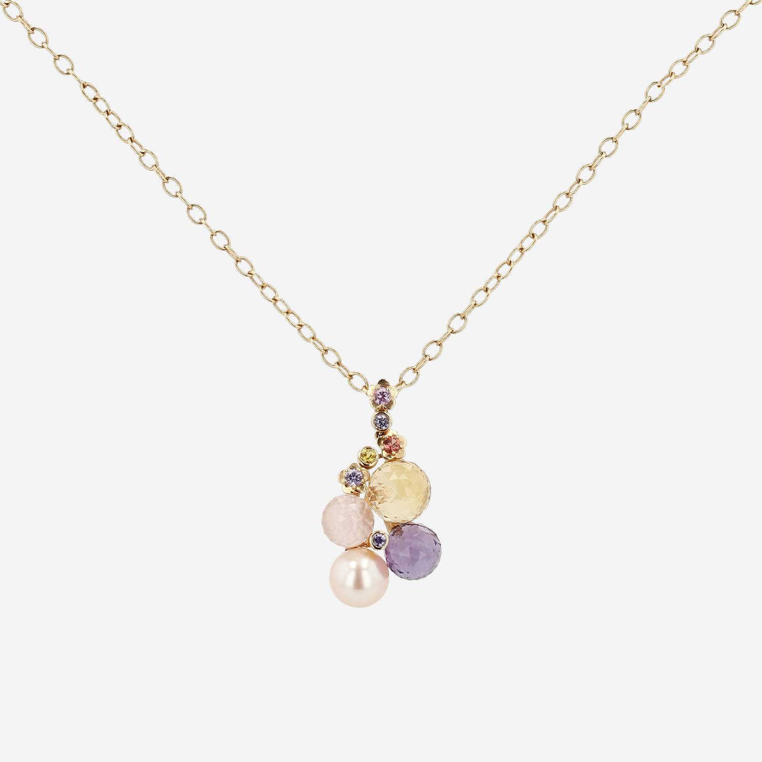 Chanel Mademoiselle long necklace in pink gold, cultured pearl and colored stones