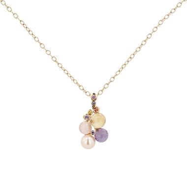 Chanel Mademoiselle long necklace in pink gold, cultured pearl and colored stones