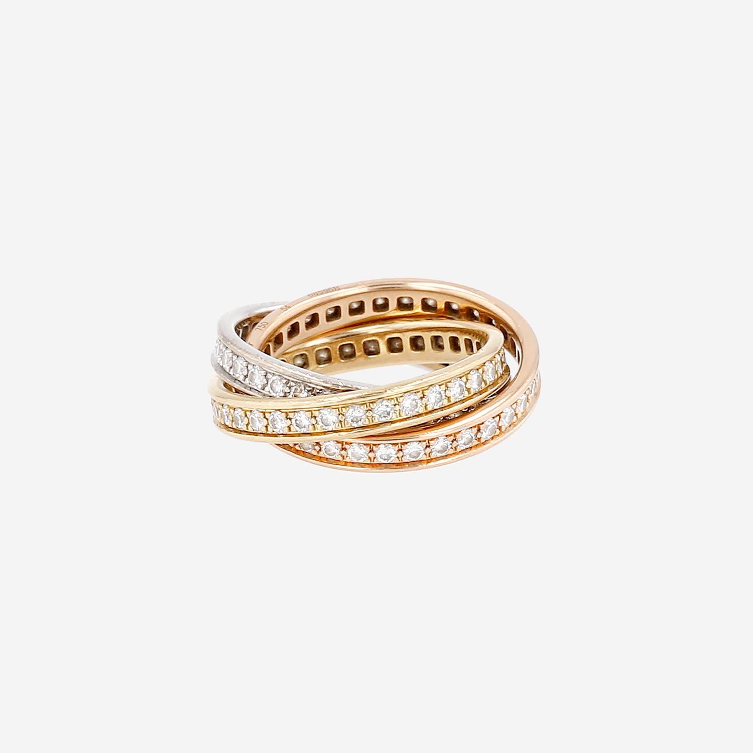 Anello Cartier Trinity in 3 ori e diamanti