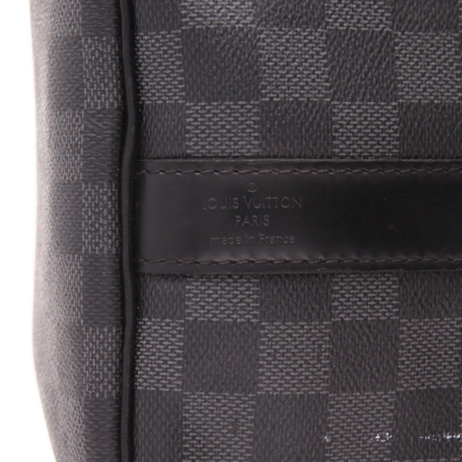 Bolsa de viaje Louis Vuitton  Keepall 55 en lona a cuadros gris Graphite y cuero negro - Detail D2