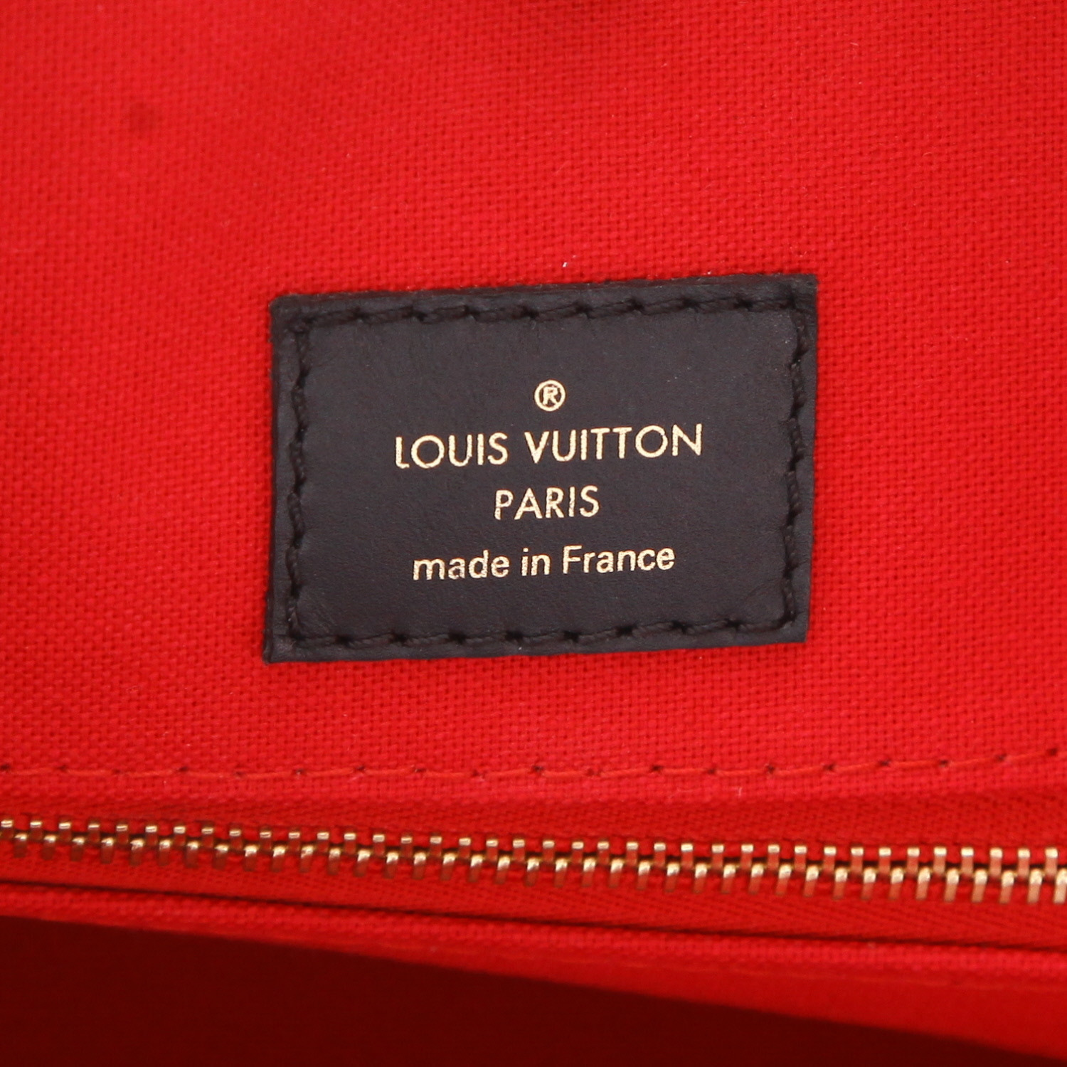 Bolso Cabás Louis Vuitton  Onthego modelo grande  en lona Monogram dos tonos marrón y cuero negro - Detail D2