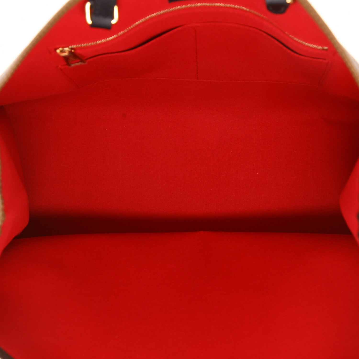 Shopping bag Louis Vuitton  Onthego modello grande  in tela monogram bicolore marrone e pelle nera - Detail D3