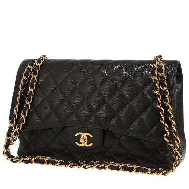 Sac bandoulière Chanel  Timeless Jumbo en cuir grainé matelassé noir