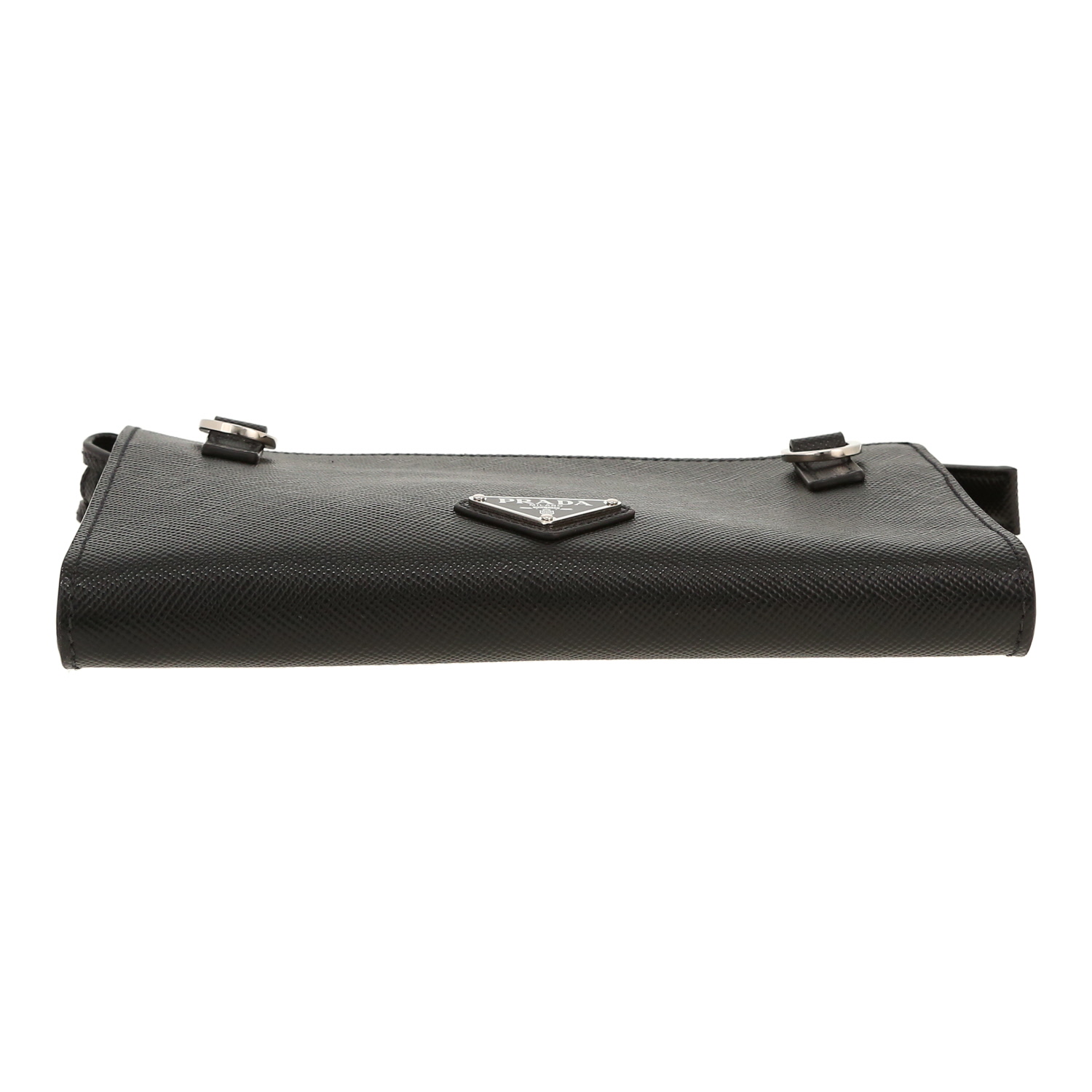 Bolso bandolera Prada   en cuero saffiano negro - Detail D1