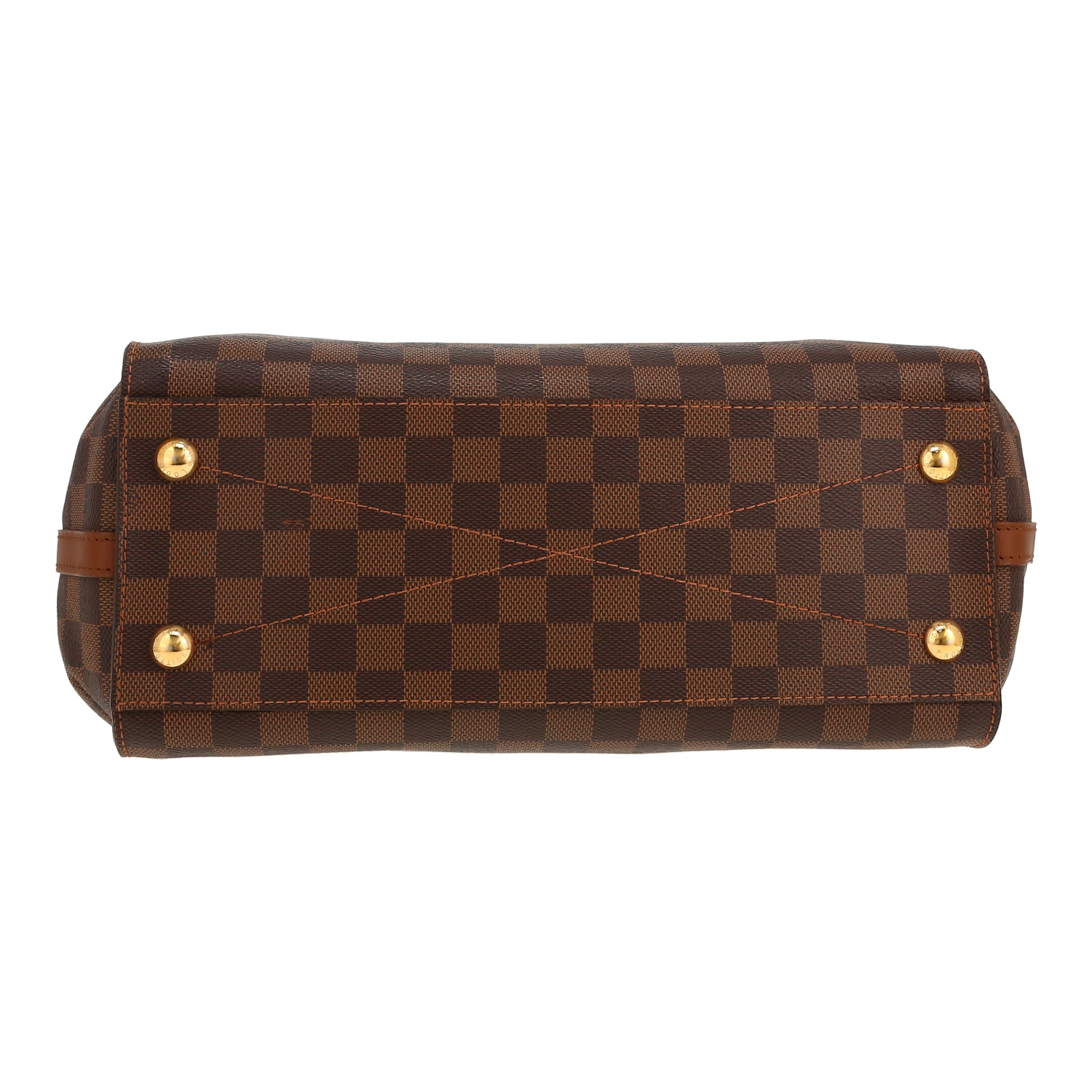 Borsa Louis Vuitton  Greenwich in tela a scacchi ebana e pelle marrone - Detail D1