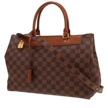 Borsa Louis Vuitton  Greenwich in tela a scacchi ebana e pelle marrone