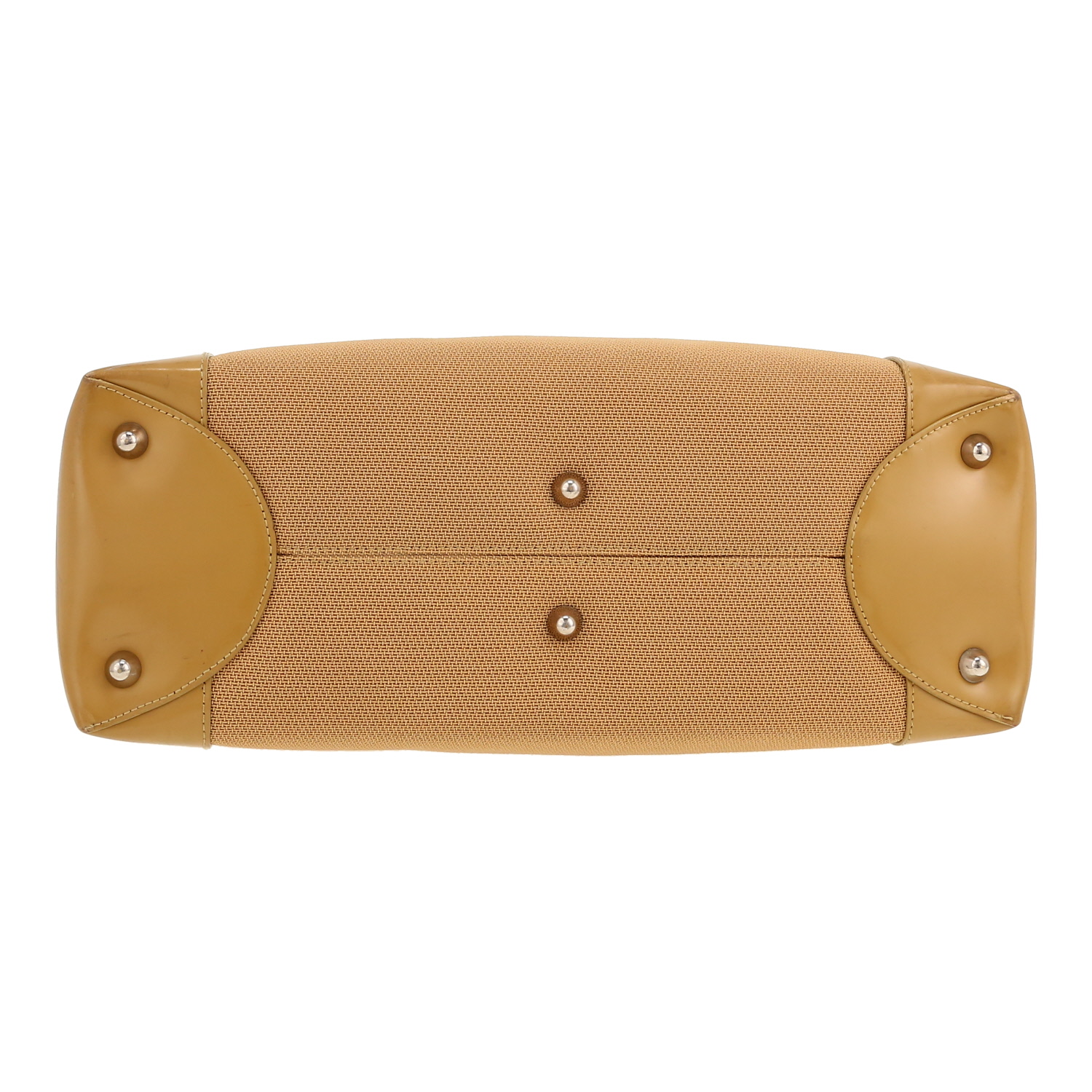 Bolso de mano Dior  Lady Dior en charol beige y lona beige - Detail D1