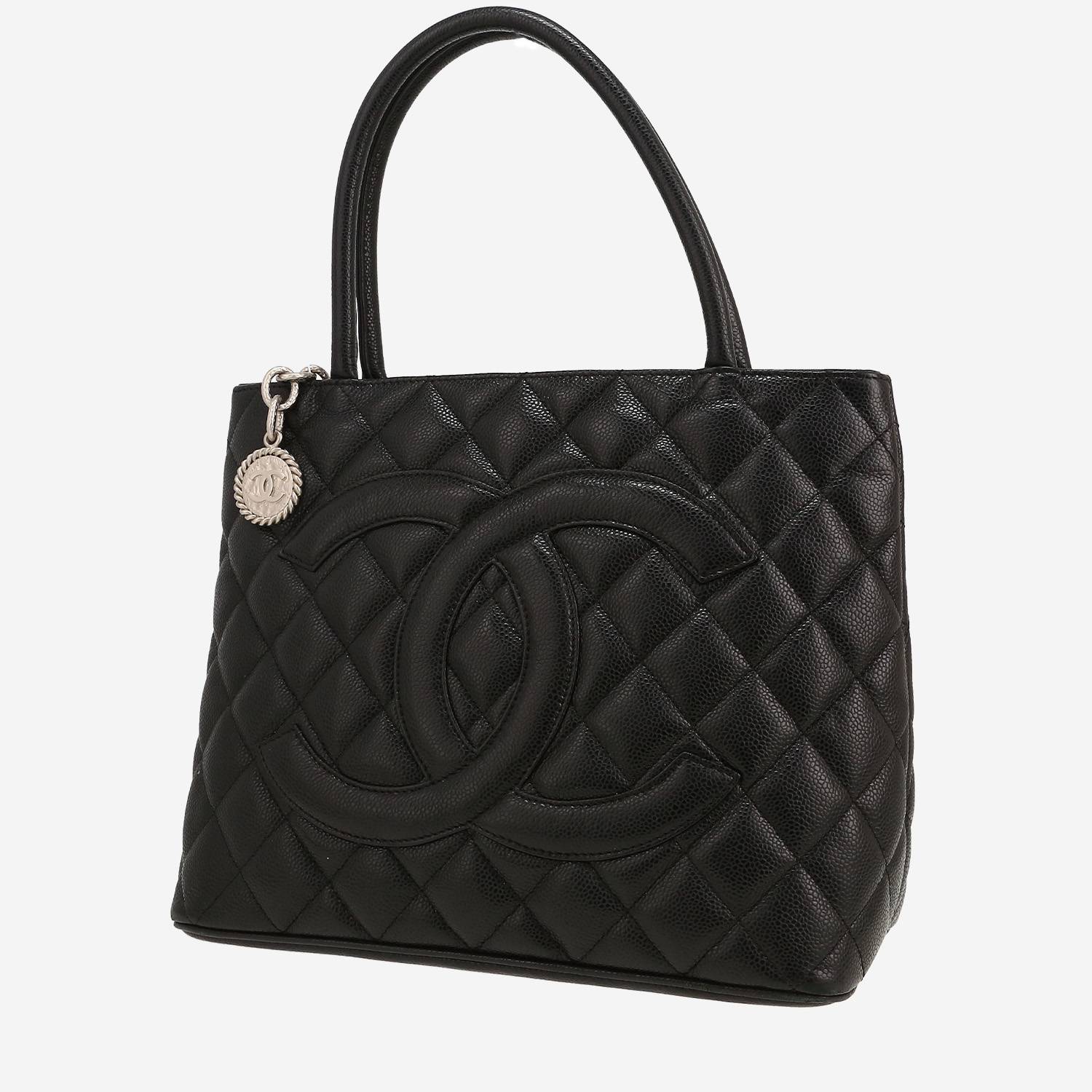 Sac à main Chanel  Medaillon en cuir grainé matelassé noir