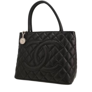 Chanel  Medaillon handbag  in black quilted grained leather