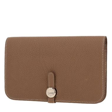 Portefeuille Hermès  Dogon en cuir taurillon clémence étoupe