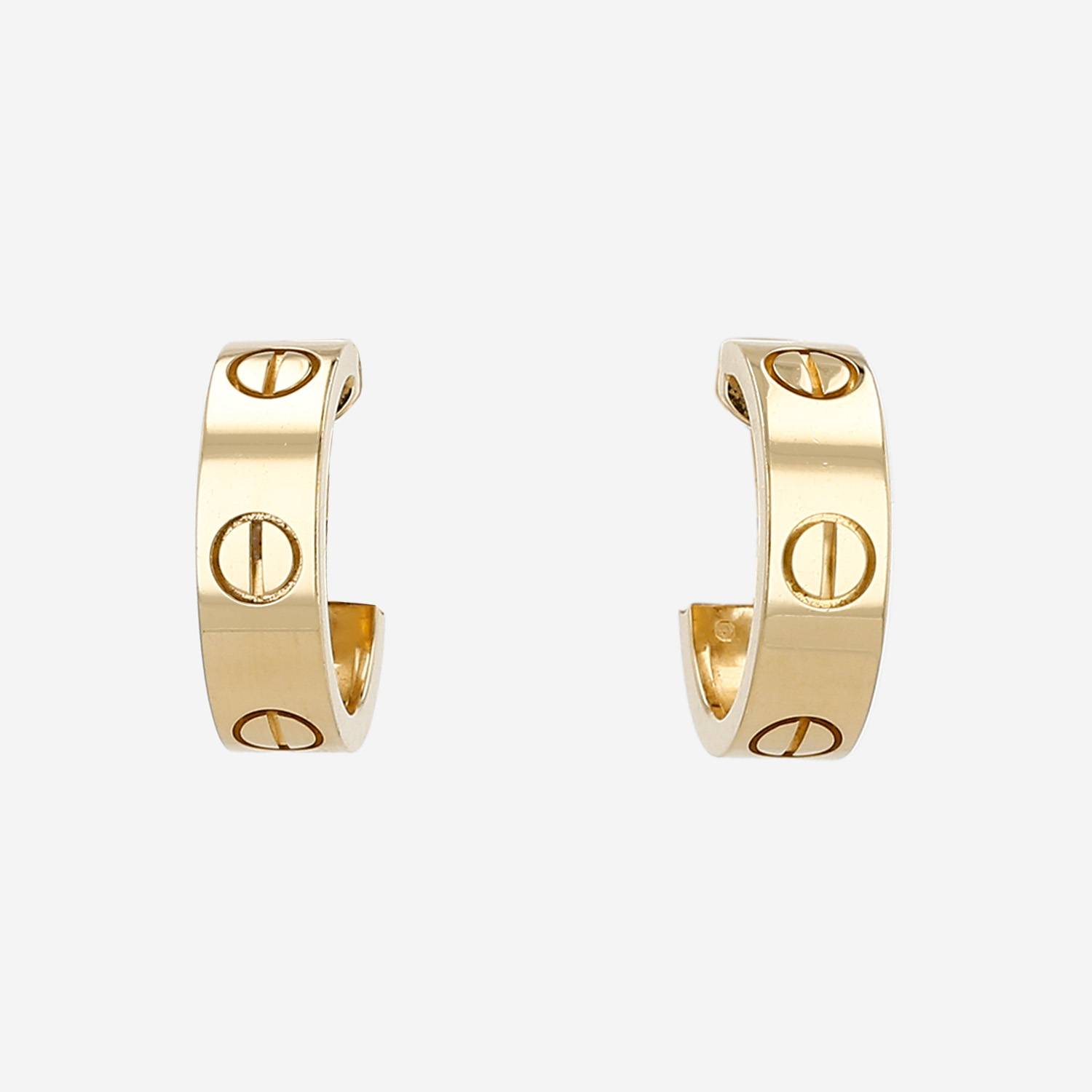 Paire de créoles Cartier Love moyen modèle en or jaune