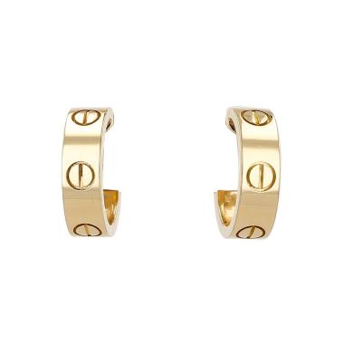 Paire de créoles Cartier Love moyen modèle en or jaune