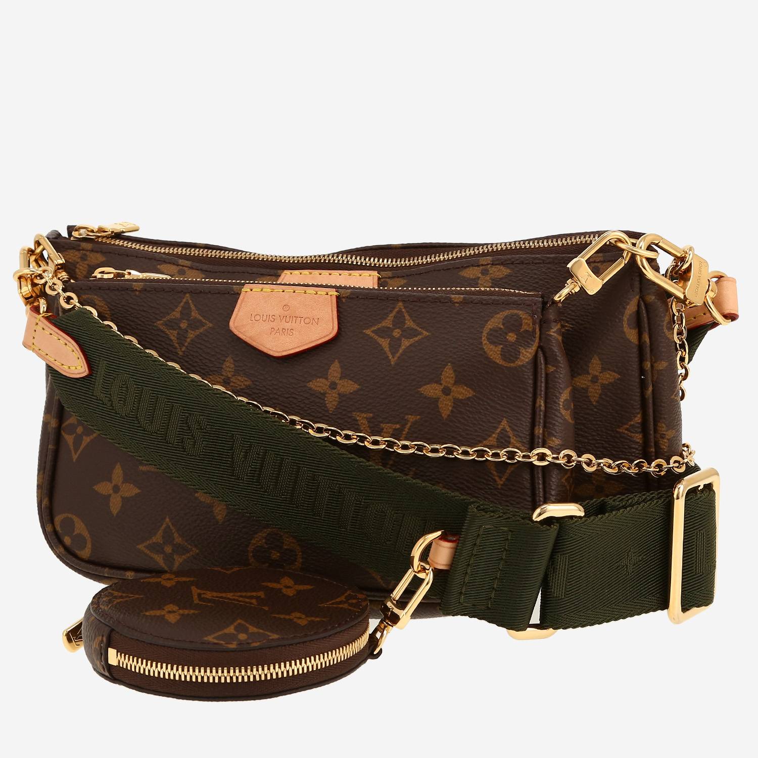 Borsa a tracolla Louis Vuitton  Multi-Pochette in tela monogram marrone e pelle naturale