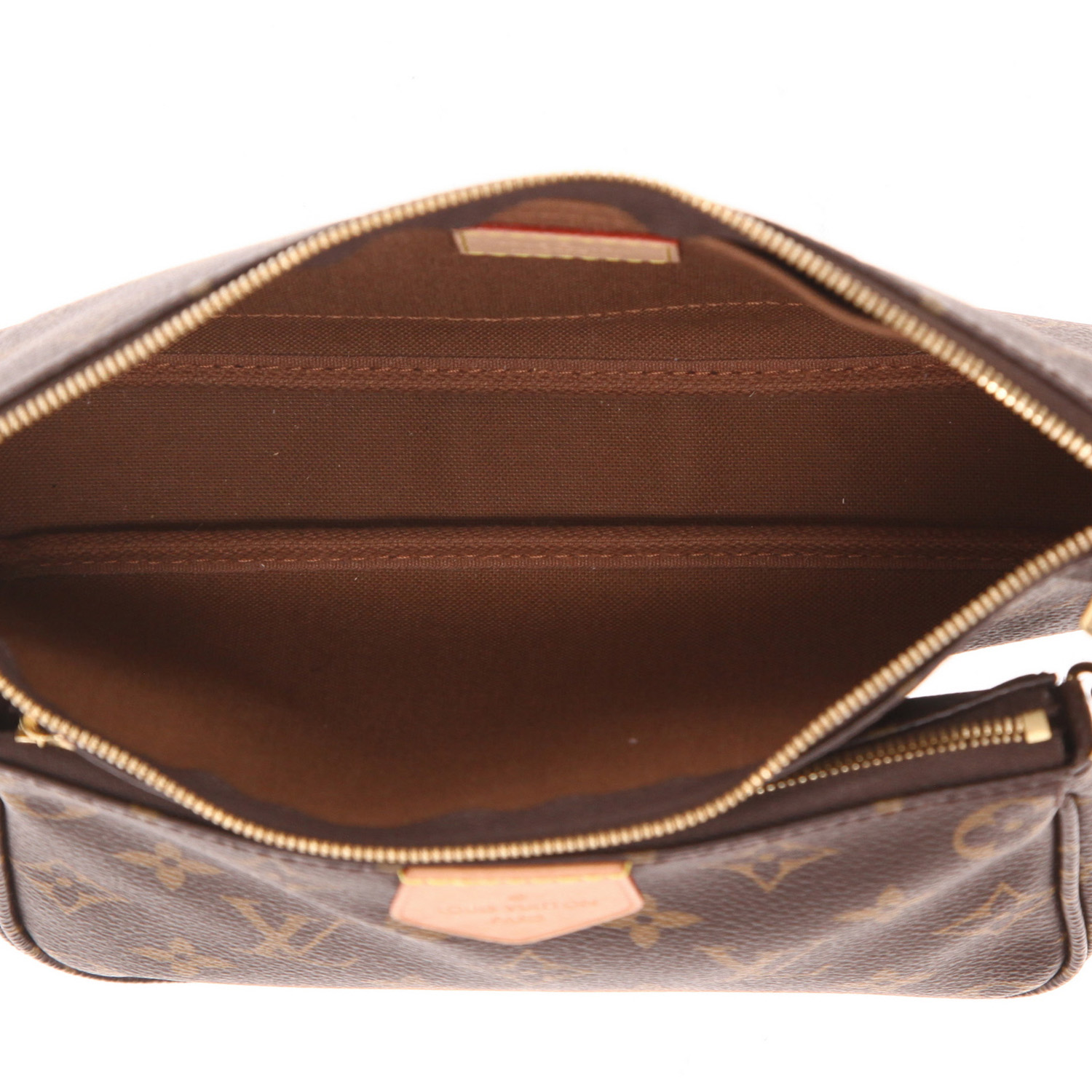 Sac bandoulière Louis Vuitton  Multi-Pochette en toile monogram marron et cuir naturel - Detail D3