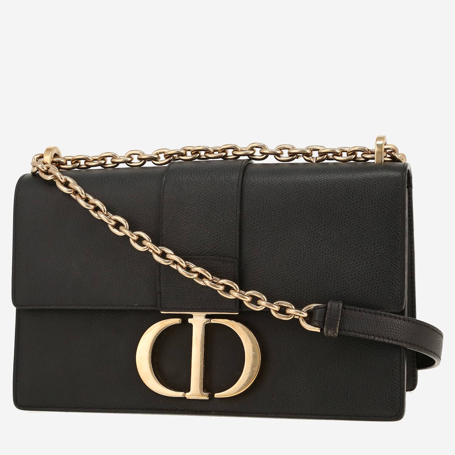 Sac bandoulière Dior  30 Montaigne en cuir grainé noir
